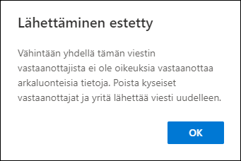 Lähettäminen estetty varoitusikkuna.